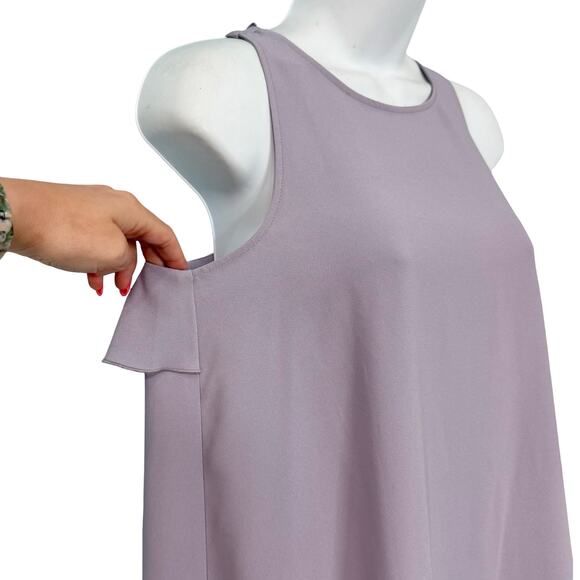 LOFT Lilac Purple Ruffle Racerback Sleeveless Swing Mini Dress size XS Petite - Picture 9 of 10